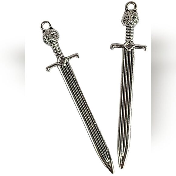 2 Mini CAT Head Silver Metal Dagger Dueling Swords Doll Toy Accessory Decor - Picture 3 of 7